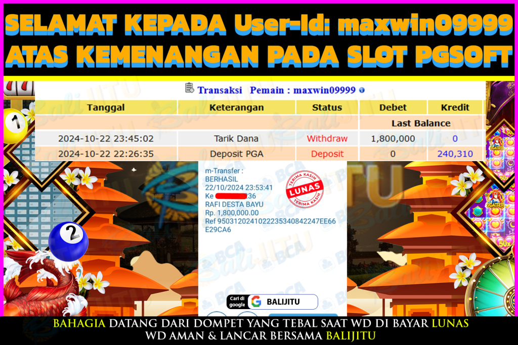 BUKTI MENANG MEMBER BALIJITU 30/10/2024