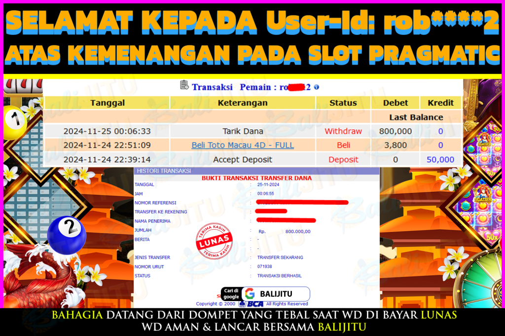 BUKTI MENANG MEMBER BALIJITU 27/11/2024